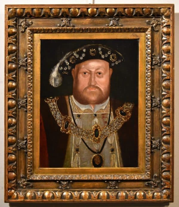 King Henry VIII 16th-17th Oil Portrait On Oak Panel Circle Of Hans Holbein The Younger Antique Paintings Antique Art 3
