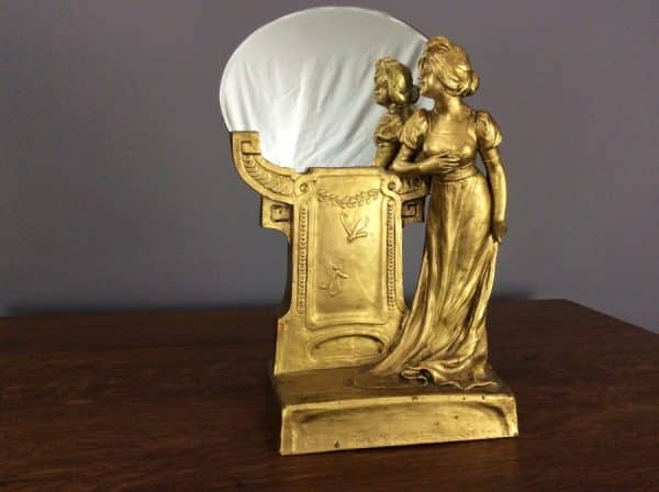 Large Art Nouveau Figural Mirror by Goldscheider c1895