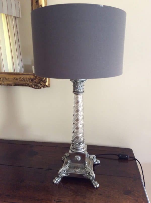 Early 20th Century Chrome and Glass Table Lamp chrome Antique Glassware 7