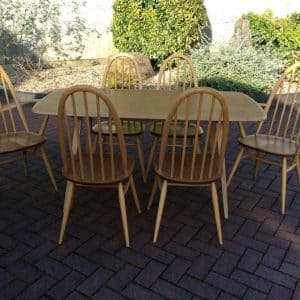 Ercol Dining Table and Six Windsor Chairs Dining Antique Chairs