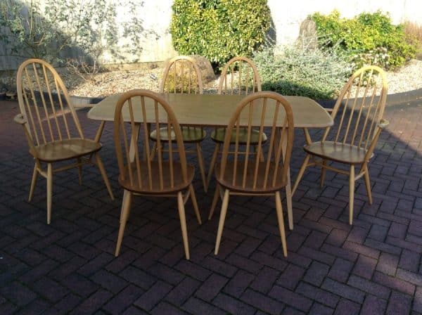 Ercol Dining Table and Six Windsor Chairs