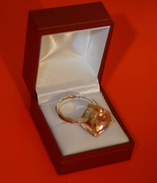 Vintage New Old Stock Pink C Z Dress Ring Boxed Diamond Rings Antique Jewellery 4
