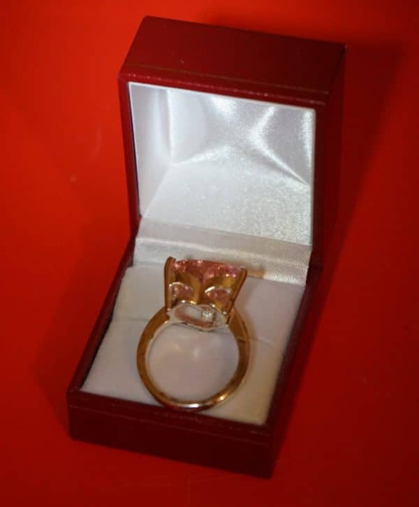 Vintage New Old Stock Pink C Z Dress Ring Boxed Diamond Rings Antique Jewellery 5