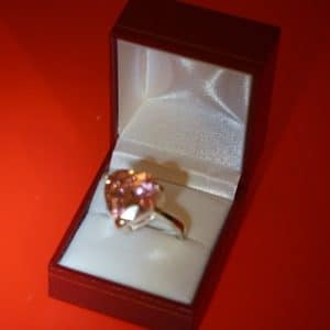 Vintage New Old Stock Pink C Z Dress Ring Boxed Diamond Rings Antique Jewellery