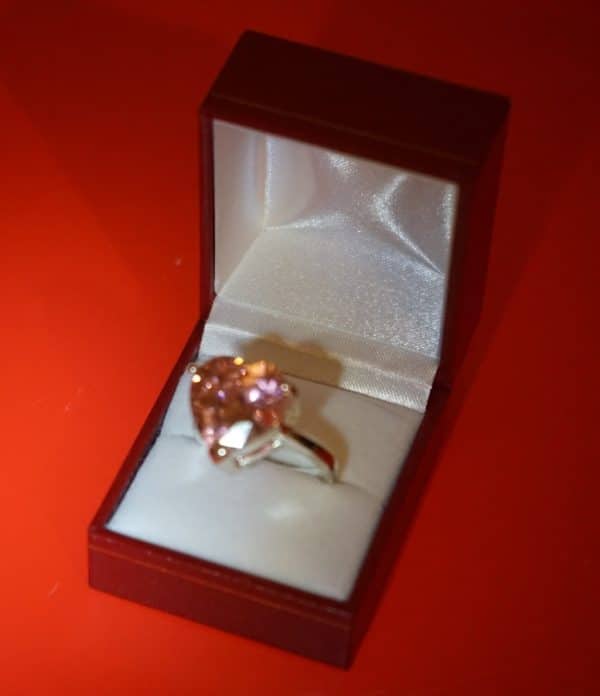 Vintage New Old Stock Pink C Z Dress Ring Boxed Diamond Rings Antique Jewellery 3