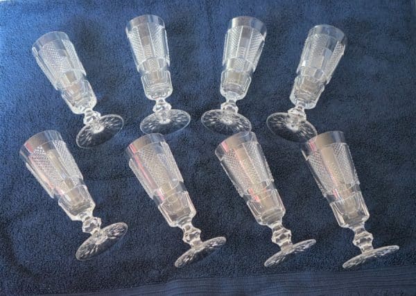 SALE – Vintage Pair of HIBERNIA Pattern Waterford Champagne Flutes Hibernia Pattern Antique Glassware 10