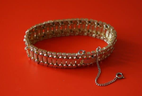 Vintage Quality Ornate Wide Gold Tone Bracelet with Safety Chain Boxed - Ideal Gift - Image 6