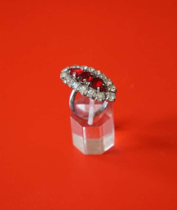 A Vintage Silver Tone Ruby & Rhinestone Cocktail Ring – Boxed Gold Rings. Wedding Rings Antique Rings 9