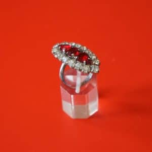 A Vintage Silver Tone Ruby & Rhinestone Cocktail Ring – Boxed Gold Rings. Wedding Rings Antique Rings