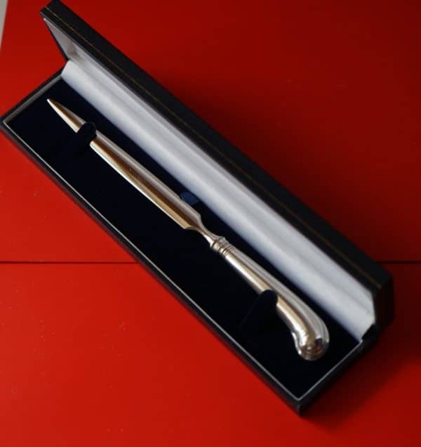 Sheffield Silver Pistol Handled Letter Opener - Boxed