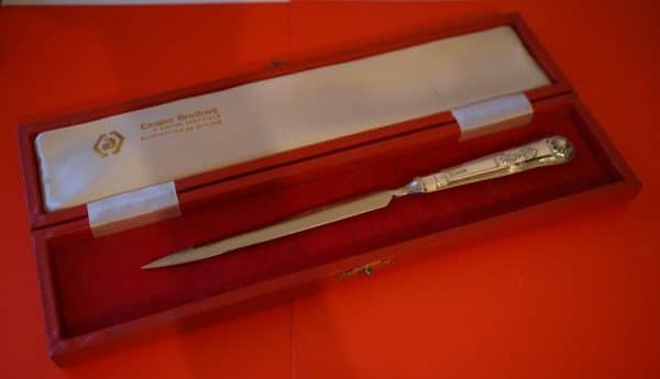 Sheffield Silver Pistol Handled Letter Opener - Collectible / Knife / Knives c.1982