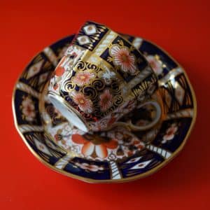 C.1921 Royal Crown Derby Imari Fluted Cup & Saucer – Collectable Antique Royal Crown Derby Antique Ceramics