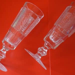SALE – Vintage Pair of HIBERNIA Pattern Waterford Champagne Flutes Hibernia Pattern Antique Glassware