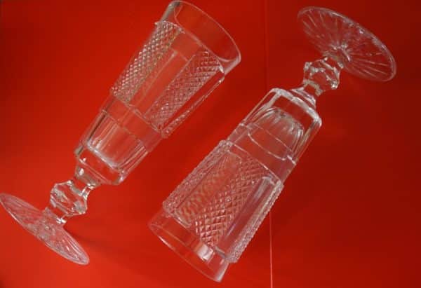 SALE – Vintage Pair of HIBERNIA Pattern Waterford Champagne Flutes Hibernia Pattern Antique Glassware 7
