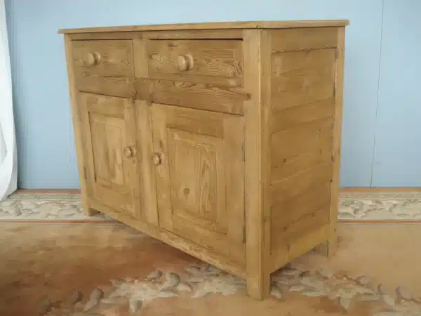 A Panelled Small Old Pine Dresser Base on stile supports Antique Dressers 7