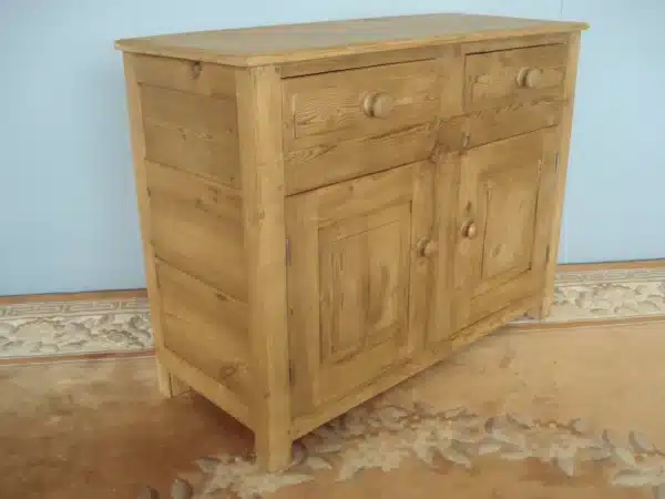 A Panelled Small Old Pine Dresser Base on stile supports Antique Dressers 3