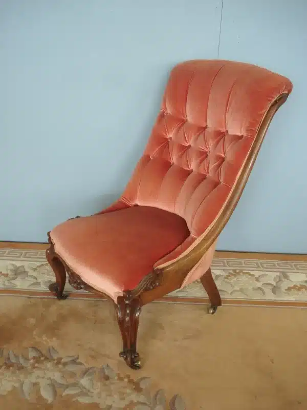 Ornately carved button back nursing chair Antique Chairs 3