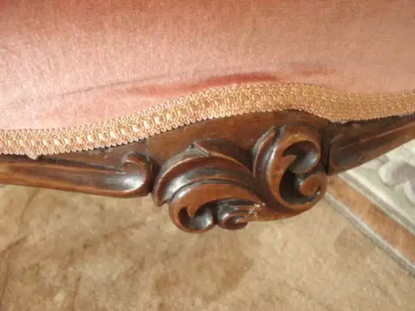 Ornately carved button back nursing chair - Image 2