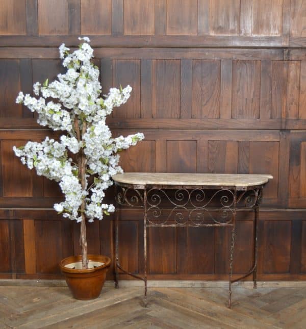 Cream Marble Top Wrought Iron Console/ Hall Table SAI2930 Antique Furniture 3