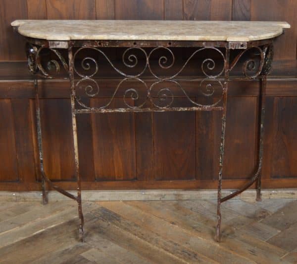 Cream Marble Top Wrought Iron Console/ Hall Table SAI2930 - Image 10