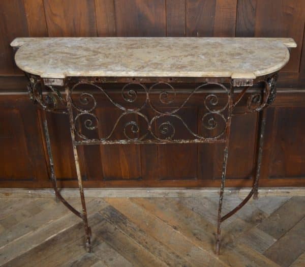 Cream Marble Top Wrought Iron Console/ Hall Table SAI2930 Antique Furniture 11
