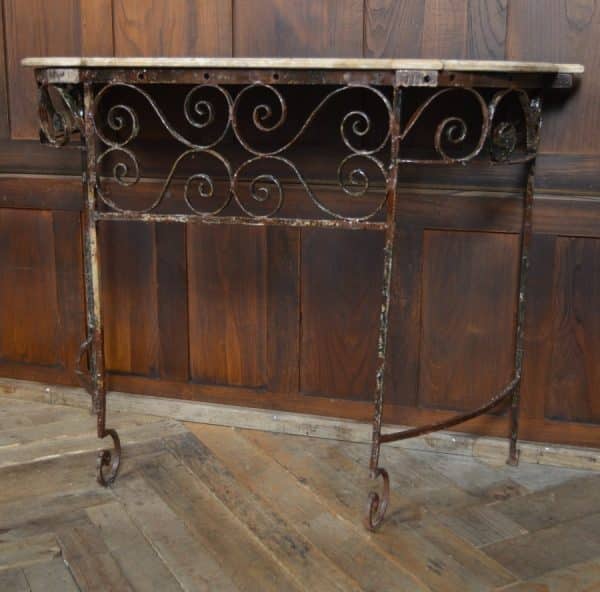 Cream Marble Top Wrought Iron Console/ Hall Table SAI2930 - Image 8