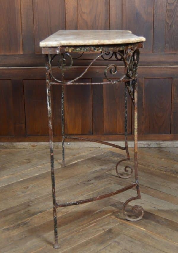Cream Marble Top Wrought Iron Console/ Hall Table SAI2930 Antique Furniture 7