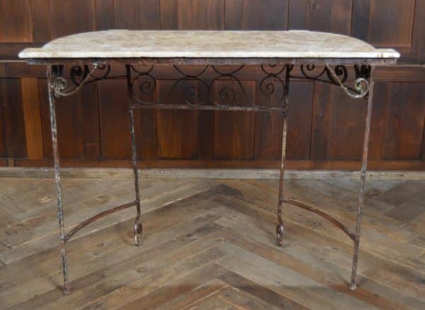 Cream Marble Top Wrought Iron Console/ Hall Table SAI2930 Antique Furniture 6