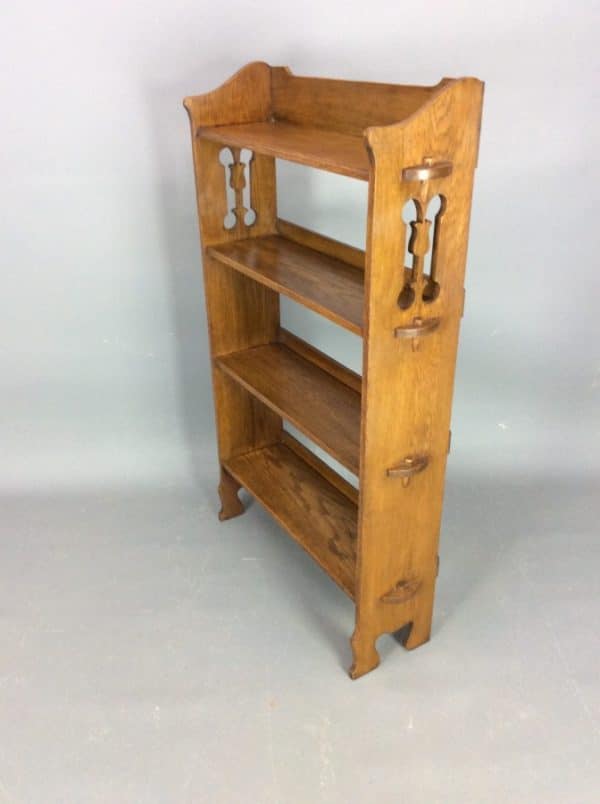 Arts & Crafts Oak Open Bookcase c1900 - Image 5