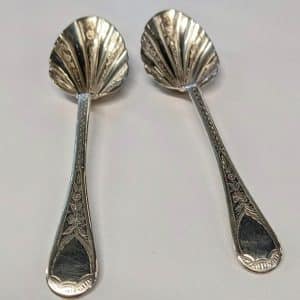 Exeter Pair Spoons Desert Spoons Antique Silver