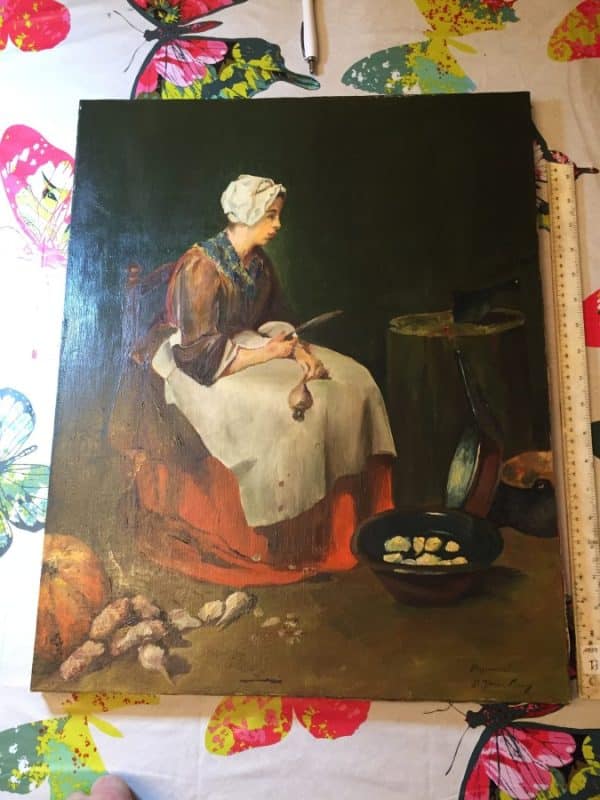 Oil on canvas Jean Baptiste Simeon Chardin antique tray Antique Art 4