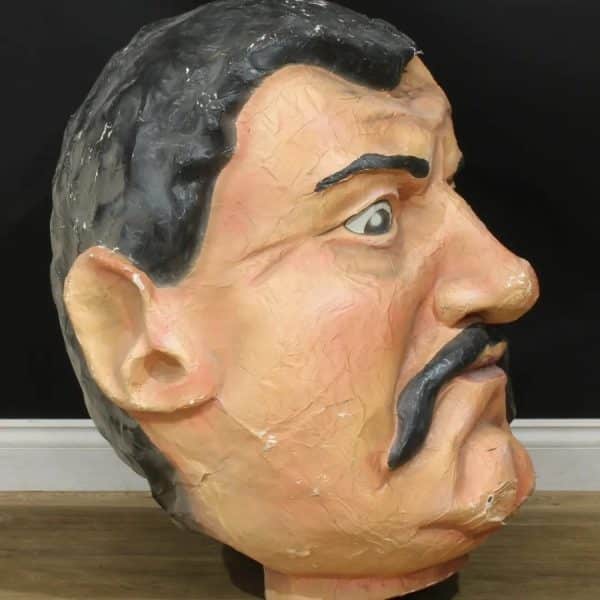 Large French Circus, Fairground, Carnival Papier Mache Head Antique Sculptures 5