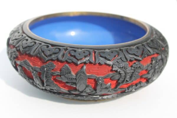 Chinese Cinnabar brush wash bowl Bowl Antique Collectibles 4