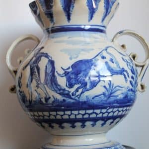 Tin Glaze Vase circa 19th C Earthenware, Majoilca, Tin Glaze, Spanish, Talavera Antique Vases