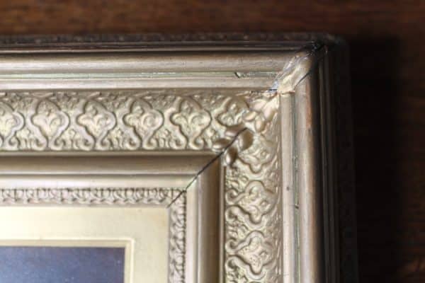 Victorian Painting in Gouache with Gilt frame. 19th C - Image 4