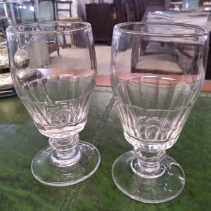 Pair of Barrel Shaped Rummers glassware Antique Glassware