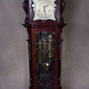 9 Foot Mahogany 3 Train Musical Long Case Clock SAI1685 Antique Clocks
