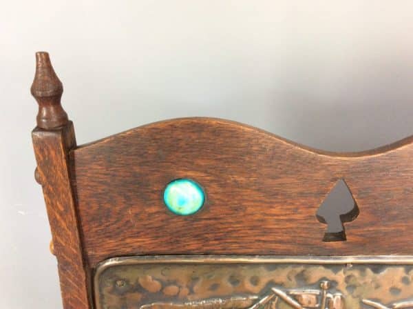 Arts & Crafts Oak Framed Copper Fire Screen c1900 - Image 4