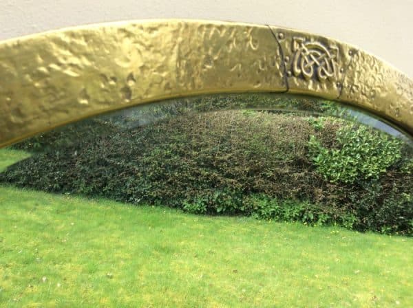 Arts & Crafts Brass Oval Wall Mirror c1900 - Image 5