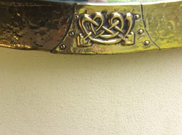 Arts & Crafts Brass Oval Wall Mirror c1900 - Image 3