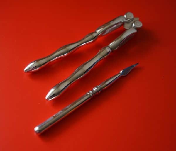 Vintage 1920s Electro Plated Nut Crackers & Nut Pick Boxed Set - Image 2