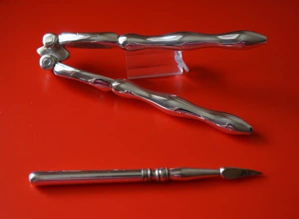 Vintage 1920s Electro Plated Nut Crackers & Nut Pick Boxed Set - Image 3