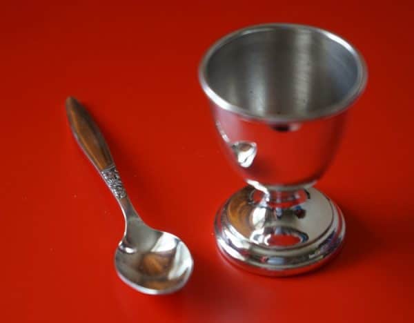 Lovely Vintage E P N S Boxed Egg Cup & Spoon Set – Christening / Baby Shower Antique Silver Plated Pierced Fish Set Antique Silver 8