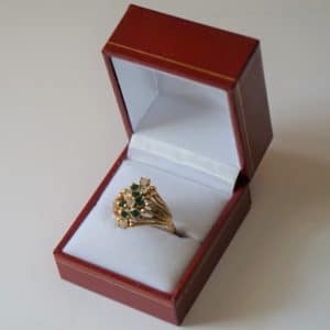 Vintage Atwood & Sawyer Emerald & Diamond Crystal Ring – Boxed anniversary Rings Antique Jewellery