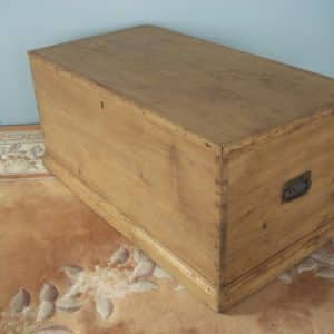 Original Lifting Handles to this 19th Century Pine Blanket Chest Antique Chests