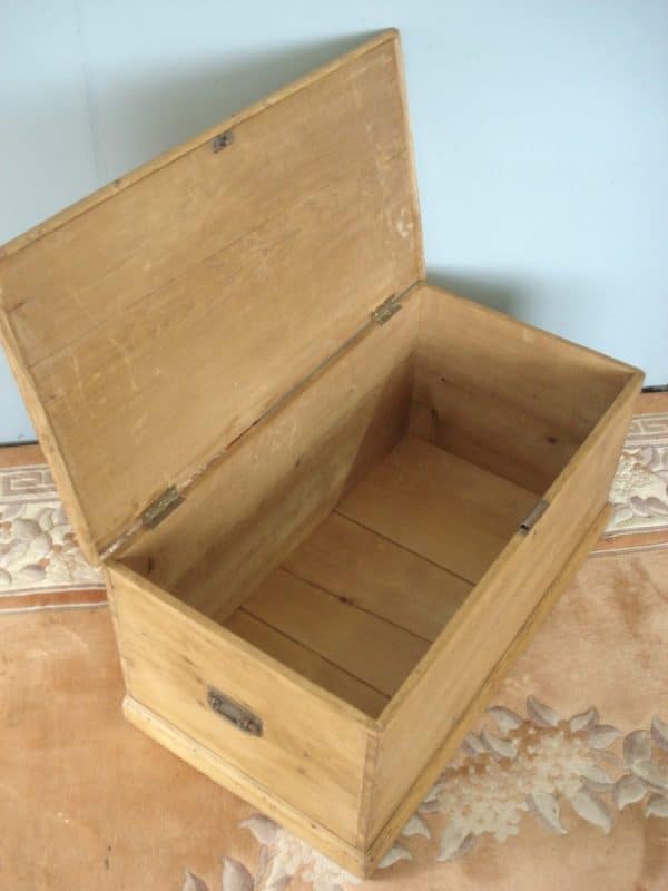 Original Lifting Handles to this 19th Century Pine Blanket Chest - Image 2
