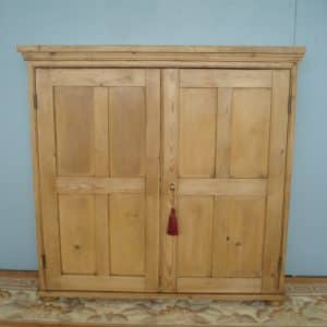 Four Panel Doors to this 19th Century Pine Cupboard Antique Cupboards