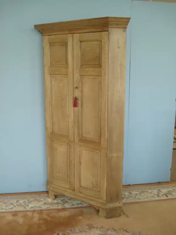 Freestanding 19th Century Bare Oak two door corner cupboard/ Hall cupboard Antique Cupboards 9