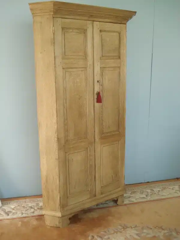 Freestanding 19th Century Bare Oak two door corner cupboard/ Hall cupboard Antique Cupboards 3