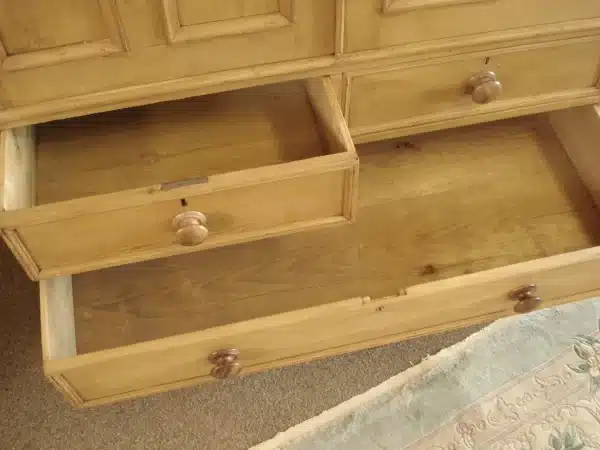 Rare Gothic Revival 19th century pine wardrobe on chest - Image 4